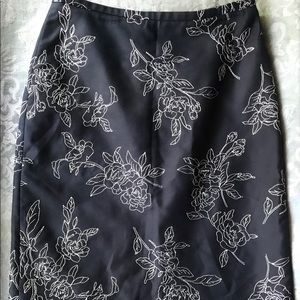 Ann Taylor Silk Blend Embroidered Pencil Skirt